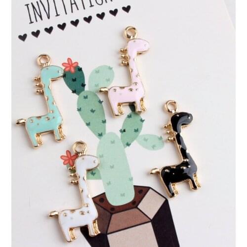 Mixed Style Cute Giraffe Gold Charms Pendant Alloy Accessories Enamel Metal DIY Jewelry Making Material For Necklace,Earrings