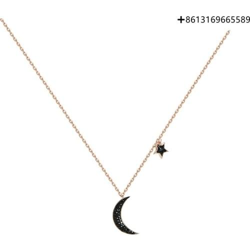 Fashionable star moon series 925 silver inlaid zirconium necklace romantic star delicate chic necklace necklace for women