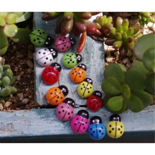 10 pcs Mini Ladybugs Shaped Stickers Miniature Ornament DIY Kit For Fairy Garden Dollhouse Plant Party Home Decoration