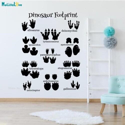 Dinosaur Footprint Wall Decals Ancient Biological Vinyl Sticker For Kids Baby Room Nursery Self-adhesive Murals Adventure YT4920