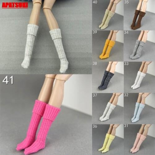1pair Winter Warm Casual Loose Long High Socks for Barbie Doll Long Stocking for Blythe Doll House Accessories Kid Toy Best Gift