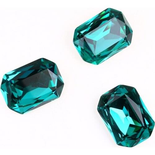 Emerald Rectangular octagonal shape pointback crystal strass glass rhinestones nails art decorations for clothes needlework