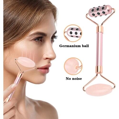 Rose Quartz Jade Roller Face Slimming Massager Face Lifting Natural Jade Stone Facial Massage Roller Skin Care Beauty Set Box
