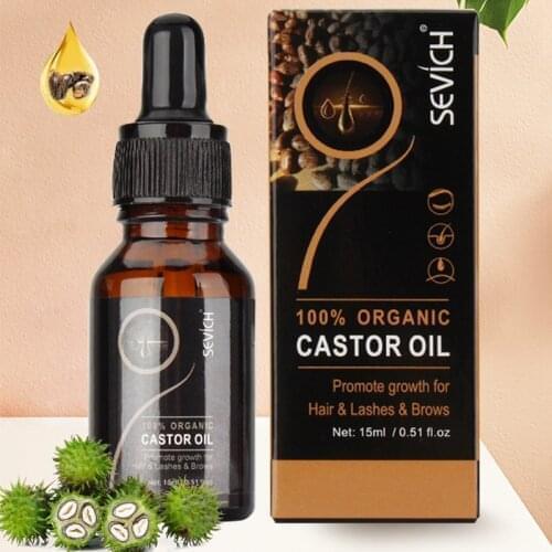Sevich 15ml Organic Castor Oil Eyelashes Growth Serum Hair Treatment Eyebrow Fast Growth Essential Oil Makeup Eyelash Enhancer