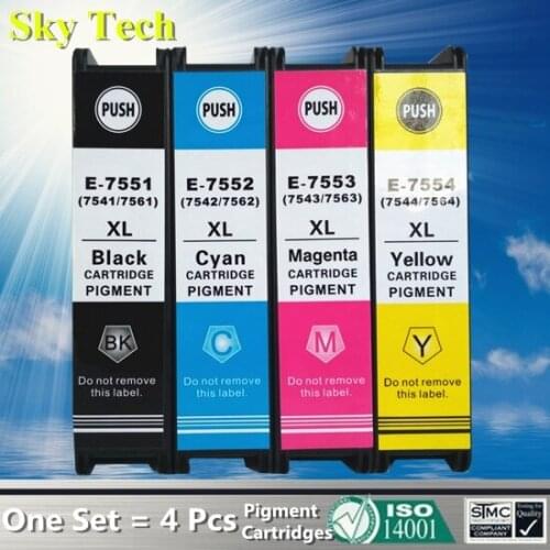 Pigment Compatible Ink Cartridge For T7551-T7554 T7561-T7564 T7541-T7544 , For Epson WF-8590 WF-8090 WF-8510 printer