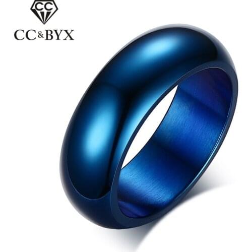 CC Titanium Steel Rings For Men Simple Classic Jewelry Smooth Ring Blue Color Party Gift Accessories Personality Bijoux CC934c