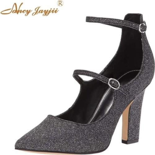 Nancayjayjii Women Shoes Ladies Pumps Solid Buckle Lace-Up Super High Square heels Pointed Toe Basic Fashion Casual Leisure 2021