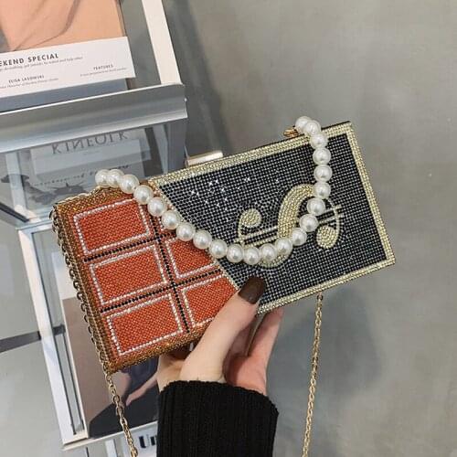 Luxury Design Womens Wedding Clutch Bag and Crystal Pearl Headband Elegant Party Purse and Handbag Banquet Evening Bag