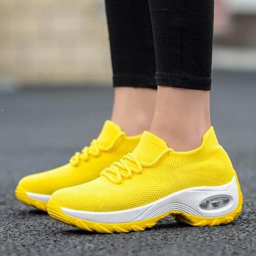 Wedges Shoes For Women Yellow Sneakers Comfort Ladies Trainers Women Casual Shoes Platform Shoes Plus Size Chaussures Femme