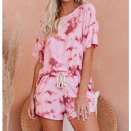 2 Piece Tie Dye Set Women Lounge Wear Set Tie Dye Tracksuit Casual Loose Set Set 2 Piece Outfits For Sport Fitness