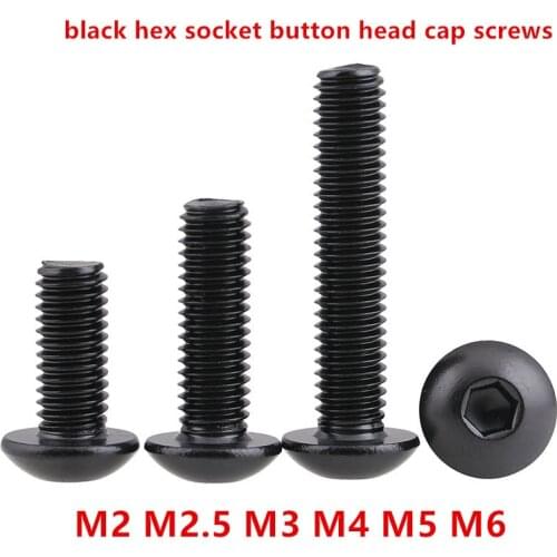 10/50pcs M2-M8 10.9 grade steel hex socket button head cap screws ISO7380 Black Hexagonal socket pan round head screw bolts