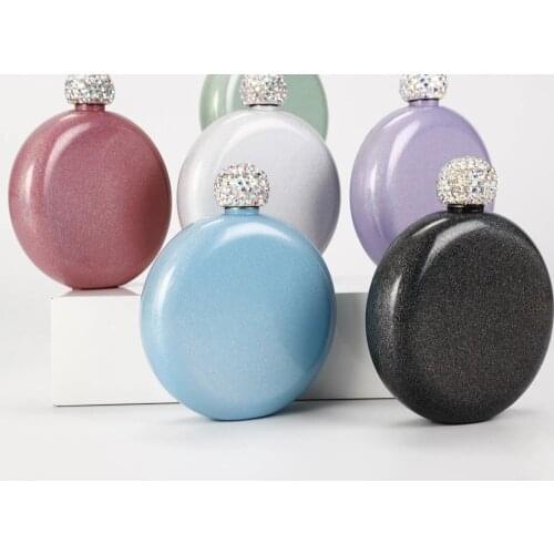 140ml Glitter Hip Flask Stainless Steel Monogram Rhinestone Personalized Bridesmaid Favor Engraved Flask Wedding Party Gift