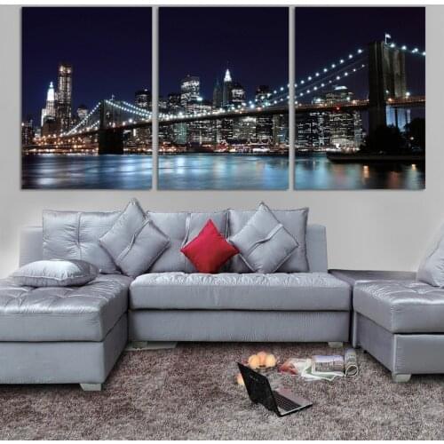 3 pcs diamond embroidery NEW YORK City Bridge Night View Diamond painting 5D DIY cross Stitch Full Square round mosaic art