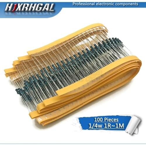 5000pcs 1/4W Metal film resistor hjxrhgal 100R 220R 330R 1K 1.5K 2.2K 3.3K 4.7K 10K 22K 47K 100K 100 220 330 1K5 2K2 3K3 4K7 ohm