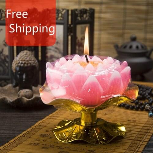 Buddha Buddhism Supplies Lotus Light Candles for Buddha Lotus Candles / Lotus Wax Buddha for Lights Golden Base Decor Home