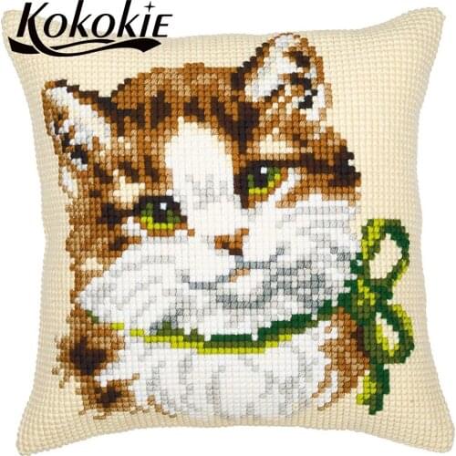 Decorative Cross stitch kits fabric embroidery cushion cover kits pillow kit embriodered mats knitting needles kit for pillow