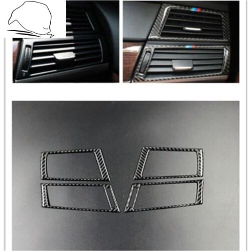 For BMW E70 X5 E71 X6 Car Styling Carbon Fiber Side Air Conditioning Outlet Decorative Frame Cover Trim