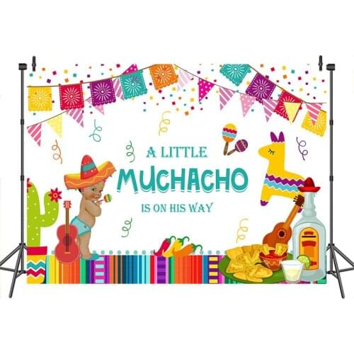 Baby Shower Backdrop for Photography Mexico Hat Fiesta Theme Multicolor Mexican Decoration Photo-Booth for Photo Studio