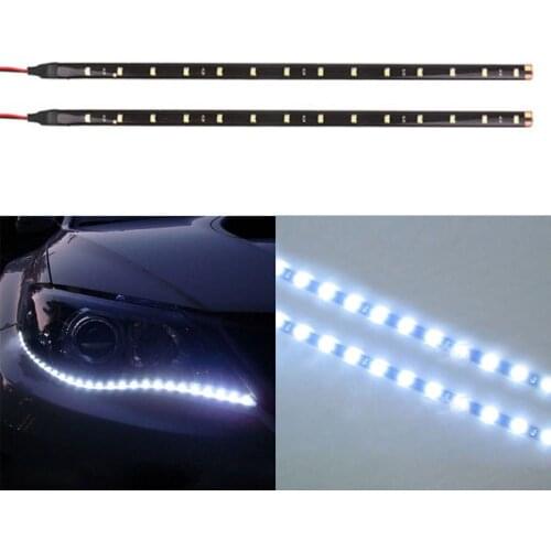 2PCS 30cm 5050 12LED Flexible LED Strip Light Decoration Lamp Waterproof DIY Decor Super Bright White For Car Boat 12V