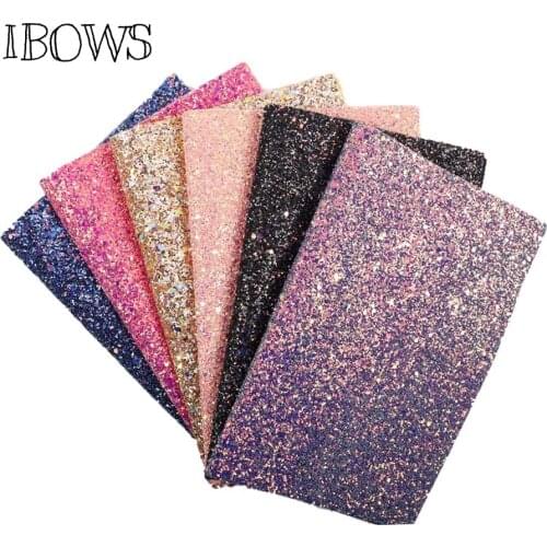 IBOWS 22*30CM Glitter Synthetic Leather Fabric Sheets Chunky Glitter Fabric for Party Wedding Decoration DIY Hair Bows Materials