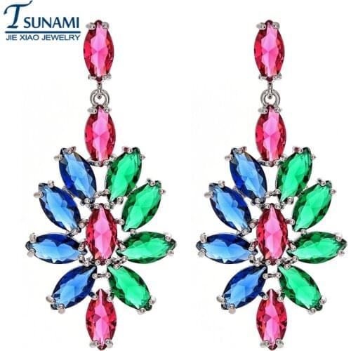 Famous brand of colored zircon earrings, A luxury jewelry gift for a woman/girls romantic horse eye shape ER-119