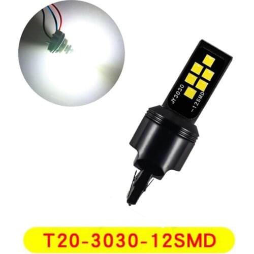 2Pcs White Super Bright T20 7440 7443 3030 12SMD LED Bulbs Car Turn Signal Lights Auto Brake Lamp Taillights12V