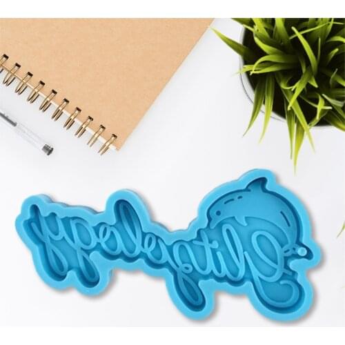 LXAD Dolphin Alphabet Letter Keychain Epoxy Resin Mold Jewelry Pendant Silicone Mould