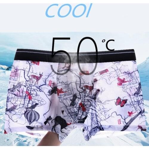 Mens underwear ice silk boxer tide sexy ultra-thin youth fashion personality comfortable breathable pants shorts male panties