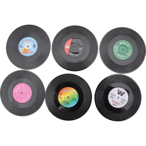 2021 New Fashion Vinyl Silicone Record Retro Type Drink Coasters Cup Mats 6pcs/ Set