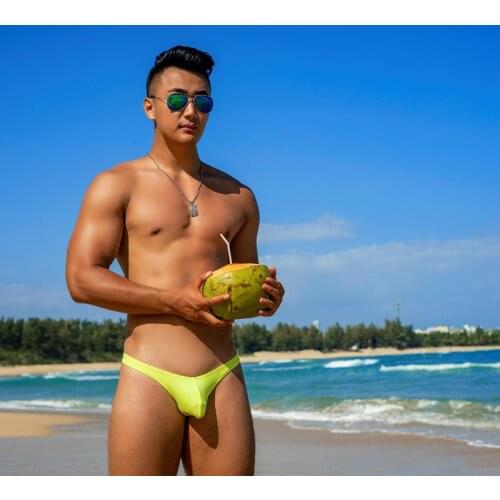 New half-pack hip sexy tight narrow waist swimwear new beach shorts board bikinis swim trunk men swimming pool briefs swimsuits