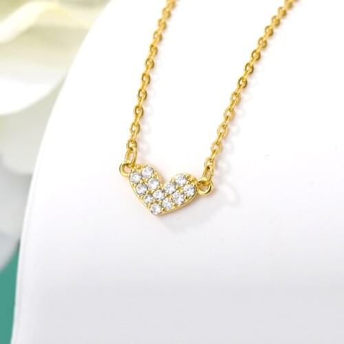 Gold Silver Color Zirconia Heart Necklace For Women Girls Luxury AAA Zircon Necklace Pendant 2020 Fashion Wedding Jewelry Gift
