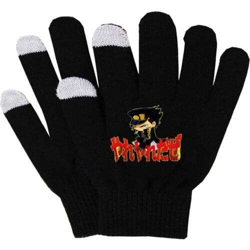 Anime JoJos Bizarre Adventure Gloves Warm Finger Cotton Gloves Hand Warmer for Touch Screen Smart Phone Female Gloves