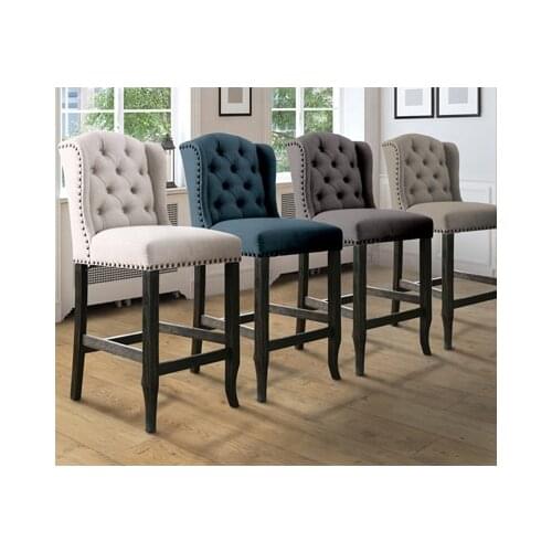 Designer wood dining room chair European-style pull button button creative design hotel coffee shop high chair bar chair