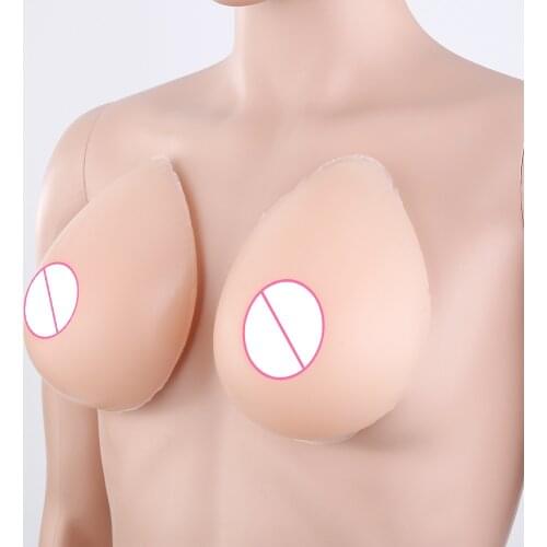 Realistic False Shemale Breast Forms Silicone Artificial Adhesive Breast Fake Boobs for Drag Queen 100% Medical Silicone