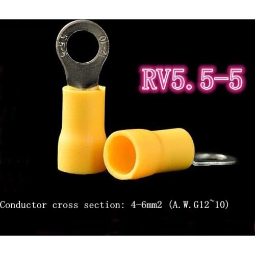 RV5.5-5 pre-insulated terminal cold-pressed terminal block O-shaped round copper nose yellow