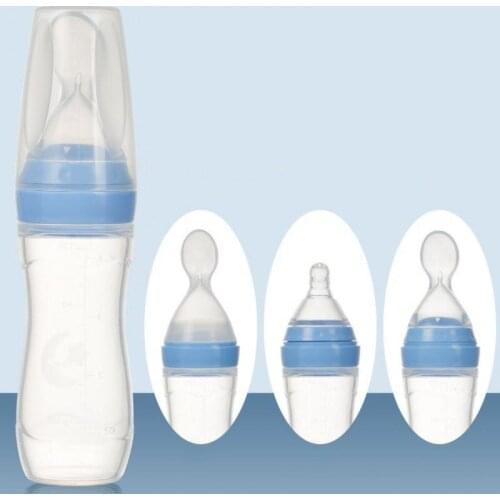 3 in 1 120ml Silicone Squeeze Baby Infants Rice Cereal Bottles With Spoon Newborn Toddler Feeder Feeding Bottle