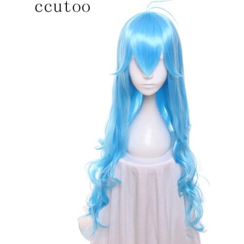 Ccutoo 32inch Wavy Long Blue Synthetic Wig Touwa Erio Cosplay Wig Halloween Party Wig Heat Resistance Fiber