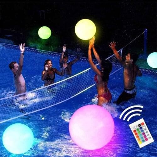 LED Luminous Inflatable Ball Light Color Changing Pool Ball Light 16 Inch LED Glow Beach Ball Toy With 16 Colors Chang