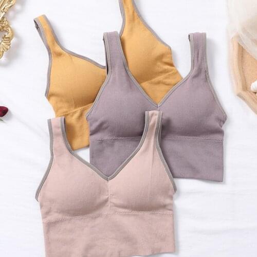 UMKA Sexy Crop Tops Women Underwear Seamless Tank Bra Top Padded Fashion Backless Camis Wirefree Comfort Sports Streetwear Vest