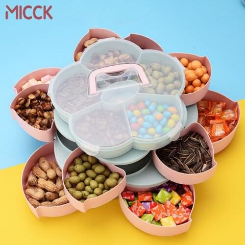 MICCK Three-Layer Candy Box Nordic Style Flower-Shaped Multifunctional Storage Box Rotating Household Divided Lazy Snack Box