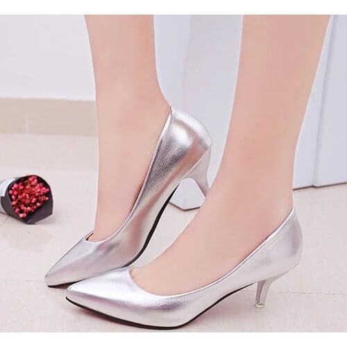 Fashion Office Work Pumps Women Shoes Elegant Heeled Women Stiletto Party Pointed Toe Patent Leather Thin Heels Shoes