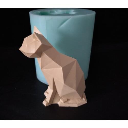 3D animal cat geometry kitten concrete cement mold aroma stone mold manual DIY silicone mold candle mold