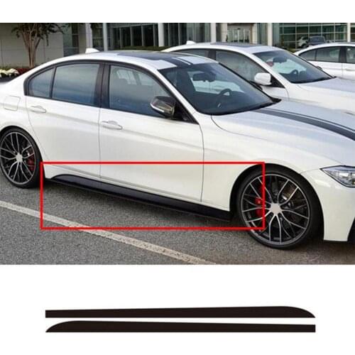 2pcs Car Stickers for BMW 1 3 4 5 6 Series F30 F35 F31 Black/Carbon Fiber Black Side Skirt Sill Stripe Body Decals