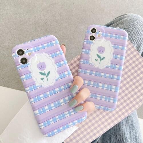Retro Summer Flowers cute Phone Case For iPhone 11 Pro Max Xr Xs Max X 7 7 Plus 8 Plus case silicone cover art geometric lattice