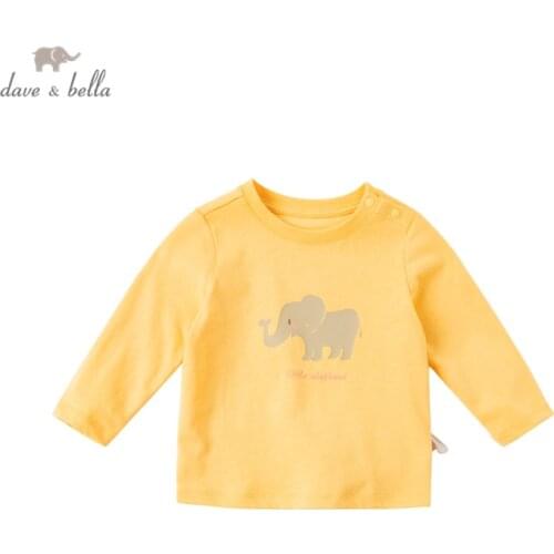 DBZ17526 dave bella spring baby girls cute cartoon lettter print T-shirt children tops girl kids fashion tees