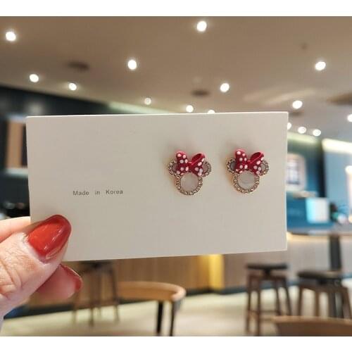 2pcs/set Disney Cartoon Doll Accessories Cartoon Silver Earrings For Girl Chinese Style Mickey Mouse Earrings Toys For Girls