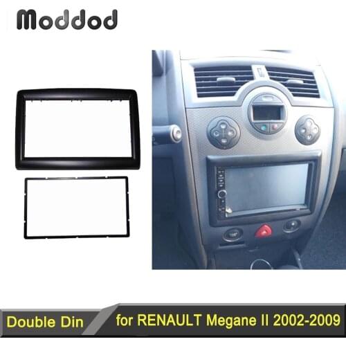 Double 2 Din Radio Fascia for Renault Megane II 2003-2009 Stereo Panel Dash Kit Refitting Installation Trim Face Frame CD Bezel