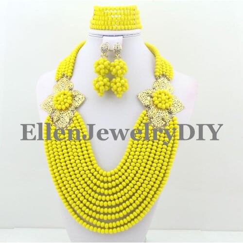 Hot Sale Womens Fashion Jewelry Crystal Beads African Jewelry Set Wedding Necklace Set For Brides Free Shipping W8880