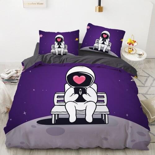 Cartoon bedding set for kids children baby Child duvet cover set 140x200 twin single 140*200 Bed linen Space astronaut