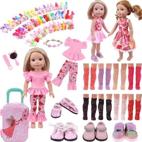14.5 Inch Doll Pink Set Clothes And Accessories For 32-34Cm Paola Reina Doll Wellie Wishers Doll，EXO Doll,Nancy Girls Toy Gifts